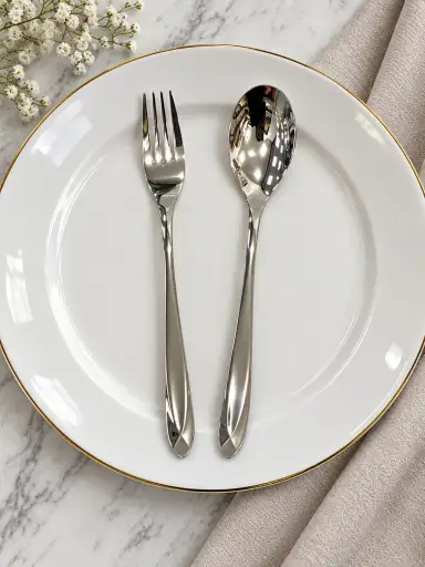 سرویس قاشق و چنگال ۲۴ نفره ۱۲۰ پارچه کوبورک نقره‌ای