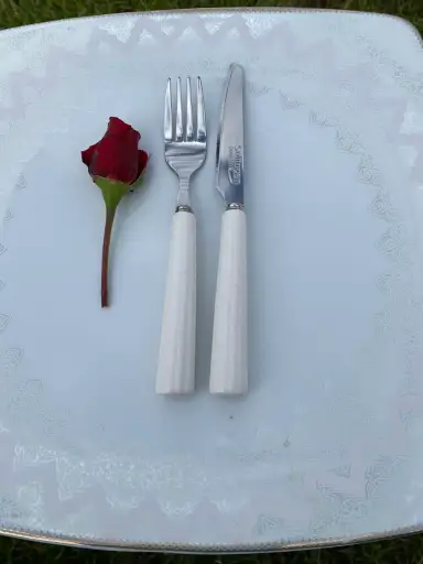 کارد و چنگال میوه‌خوری طرح چرم